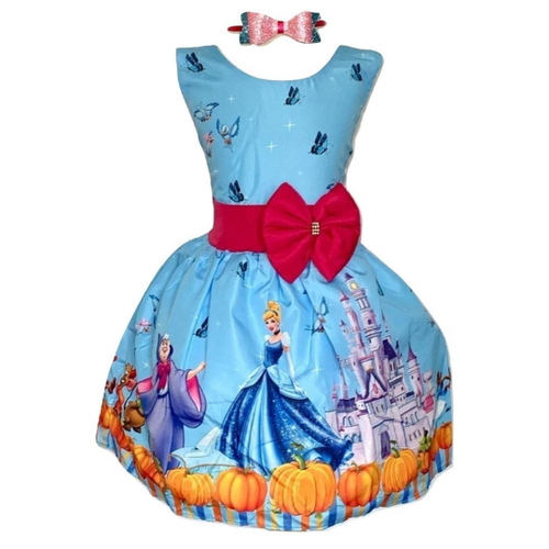 Vestido Azul Festa Infantil Daminha Luxo Tema Cinderela E Tiara em Promoção  na Americanas