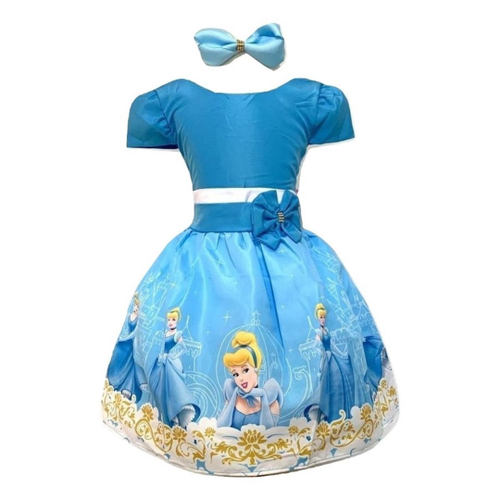 Vestido Princesa Cinderela Aniversário Azul 4 ao 10 em Promoção na  Americanas