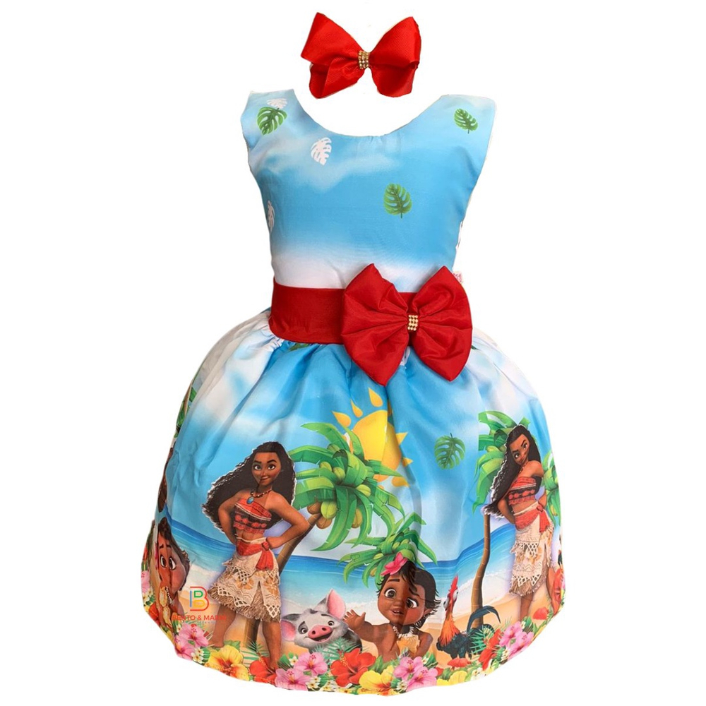 Vestido Moana Adulto E Infantil