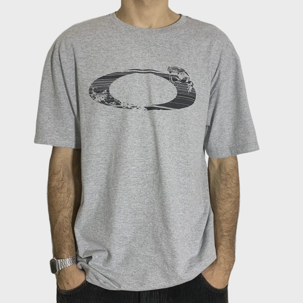 Camiseta Masculina Oakley Frog Big Graphic Tee Grey Cinza