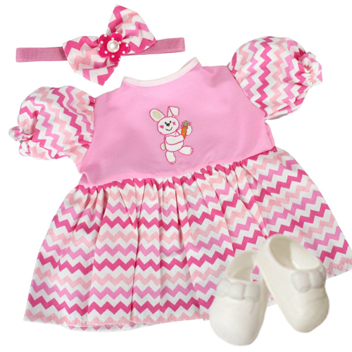 Kit Roupa Boneca Reborn 46/56Cm 6 Itens Vestido Poá Casinha