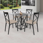 Conjunto Mesa de Jantar Preto Dubai 1,35m mdf com 4 Cadeiras Castanho /  Cacau em Promoção na Americanas