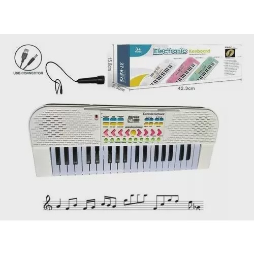 Brinquedo Teclado Piano Musical Infantil Com Microfone Karaokê 37