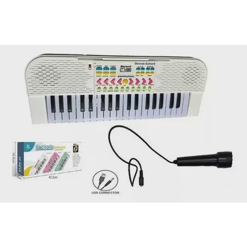 Brinquedo Teclado Piano Musical Infantil Com Microfone Karaokê 37