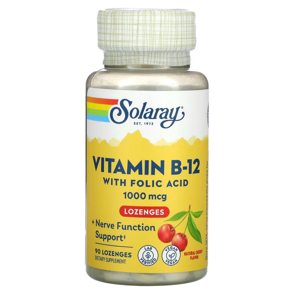 Vitamina B12 1.000mcg Com ácido Fólico 90 Pastilhas Sabor Cereja ...