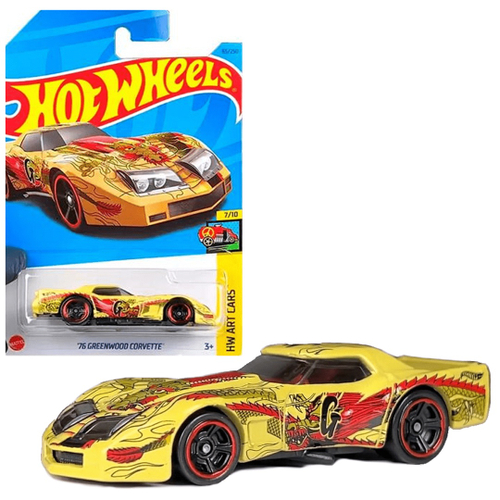 Carrinho Hotwheels 76 Greenwood Corvette Drag o Art Cars