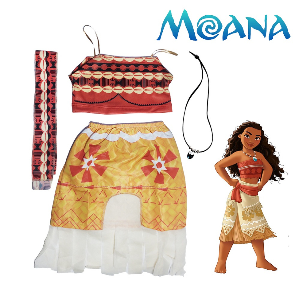 Fantasia Infantil Menina Moana Com Top E Colar Envio Já