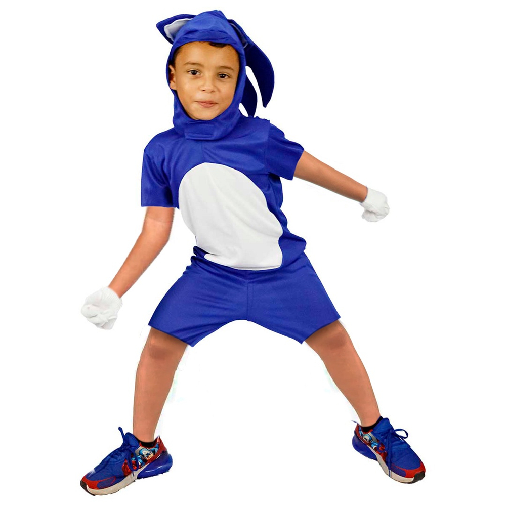 Fantasia Sonic Infantil Macacao Gorro Luvas e Pantufas em 2023