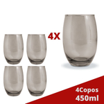 8 Copos Texas Quadrado Vidro Cinza Mesa Posta Chique 320ml no Shoptime