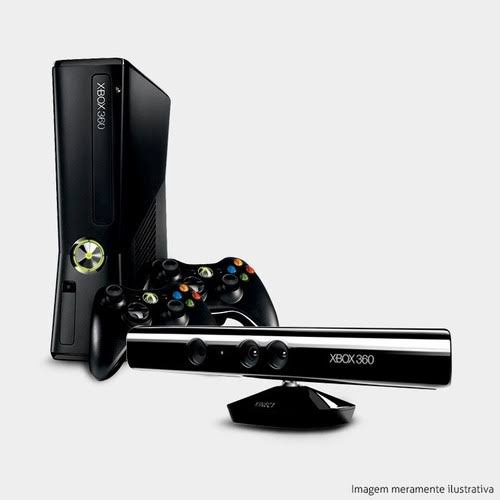 Xbox 360 Super Slim 4GB Kinect 1 Controle 2 Jogos