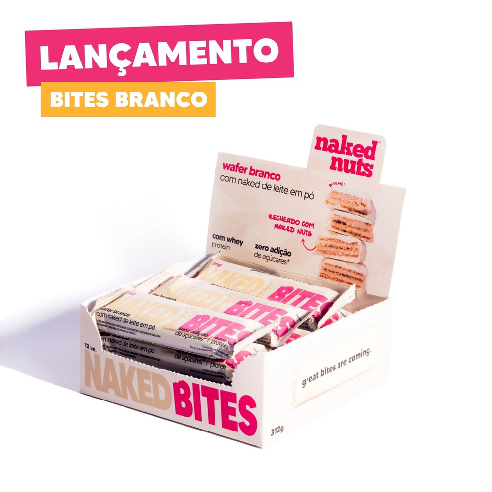 Suplemento Naked Bites Wafer Leite Em P C Chocolate Branco Caixa