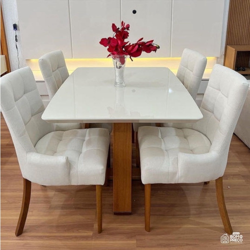 Conjunto Mesa de Jantar Preto Dubai 1,35m mdf com 4 Cadeiras Castanho /  Cacau em Promoção na Americanas