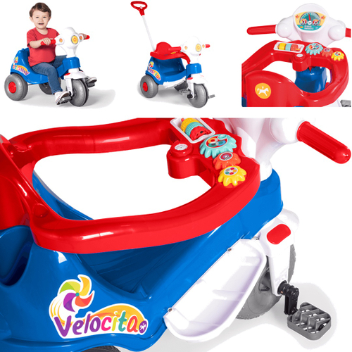 Motoca Infantil Triciclo Calesita Velocita Azul Bebe Passeio em Promoção na  Americanas