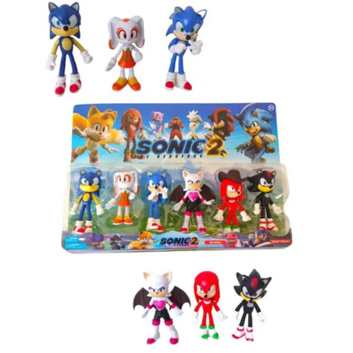 Kit Cartelado 6 Bonecos Sonic Não Articulado