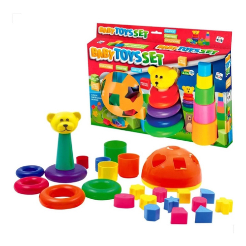 Kit 2 Brinquedo Educativo Bebe Didático Encaixe Infantil