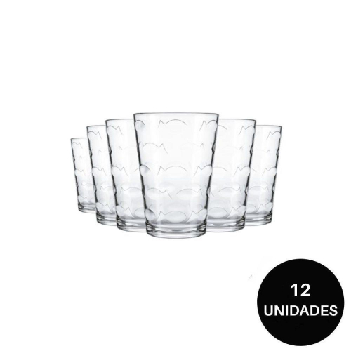 Jogo 12 Copos Vidro Grosso Transparente 340Ml Suco Água no Shoptime