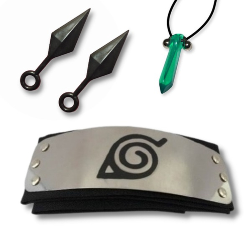 kit Bandana Naruto aldeia da folha Renegado, Kunai, Shuriken e