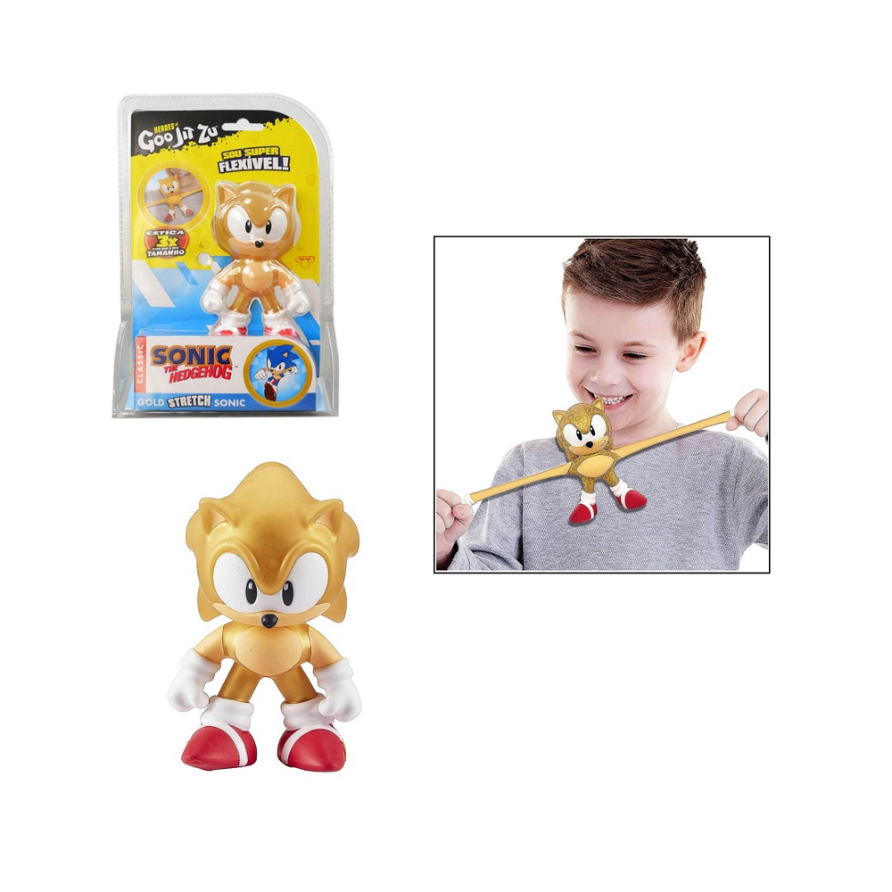 Goo jit zu Boneco Elastico Que Estica Sonic Dourado sunny 2799