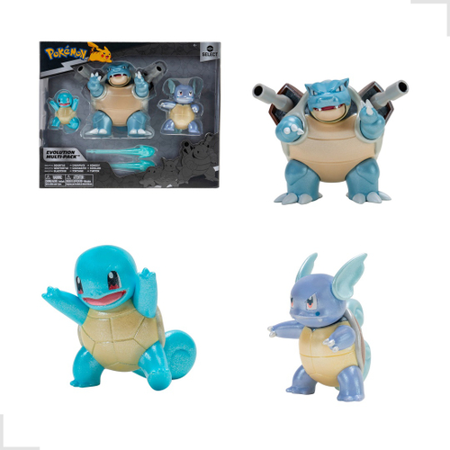 Pokemon Select Evolution Action Figure 3-Pack - Squirtle, Wartotle,  Blastoise