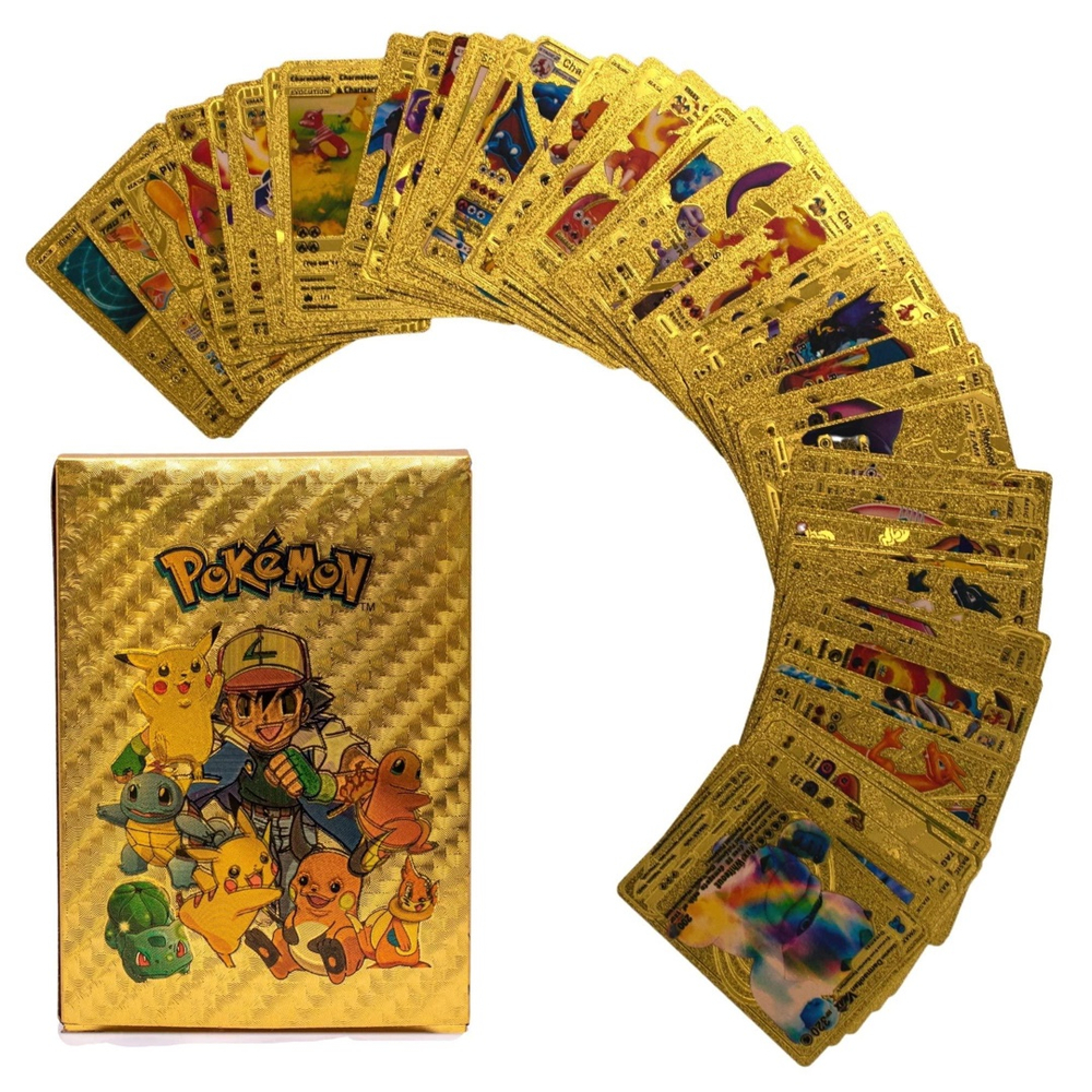 Compra online de 54 peças de cartas douradas pokemon letras