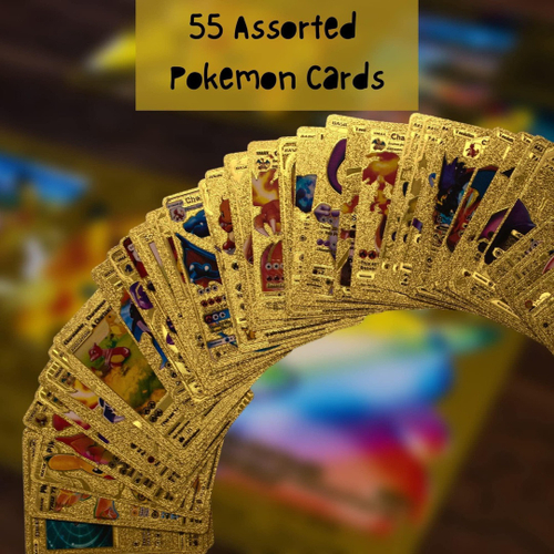 Deck de Pokémon com 55 Super Cartas Douradas de Ouro no Shoptime