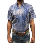 Camisa Masculina mc Ox Horns Xadrez Azul e Rosa