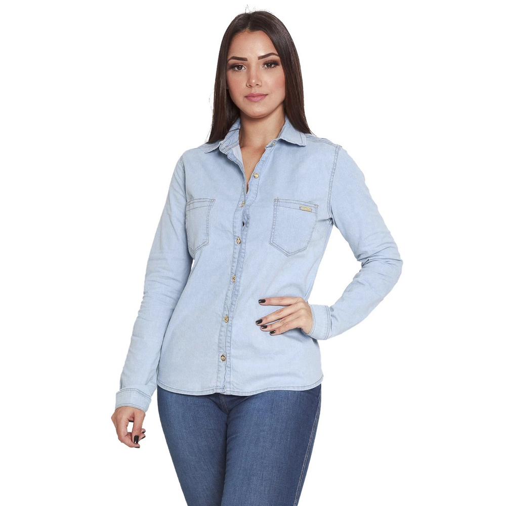 Camisa jeans store com elastano feminina