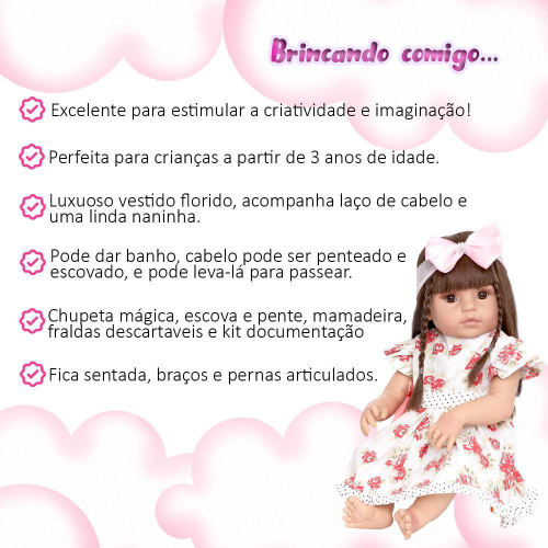 Boneca Tipo Reborn Bebê Realista+ Kit Acessórios 14 Ítens - USA