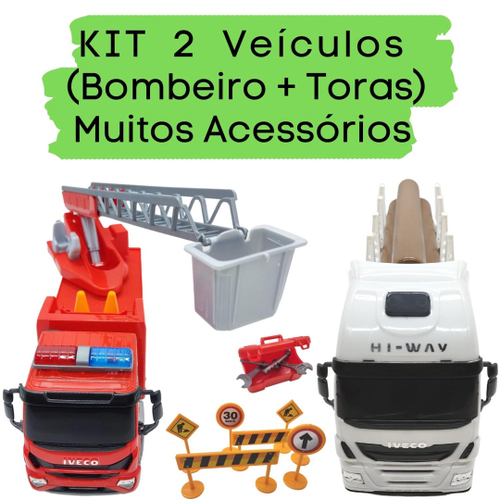 Kit Com Duas Unidades Brinquedo Infantil - Caminhão De Toras +