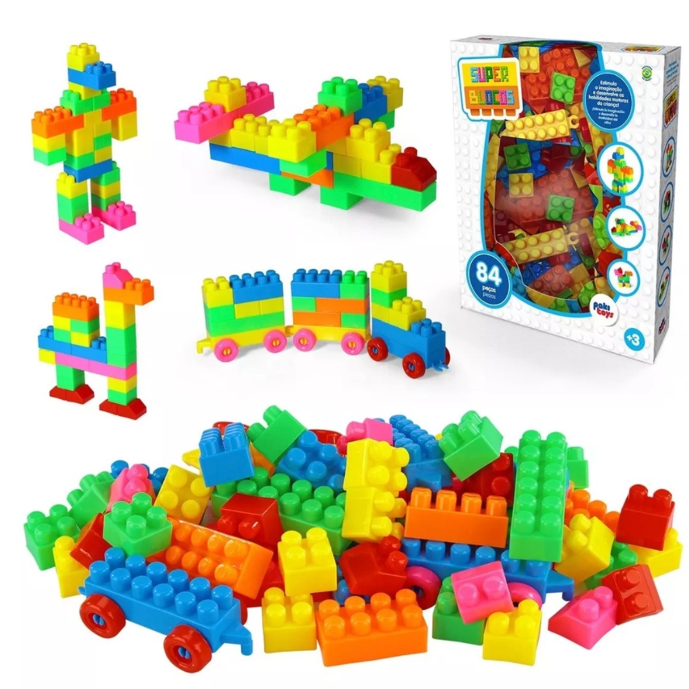 Jogo De Montar Plakt Com 84 Peças Blocos Brinquedo Educativo - Carrefour