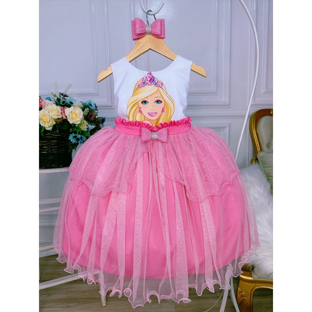 Vestido Barbie Pink Glitter