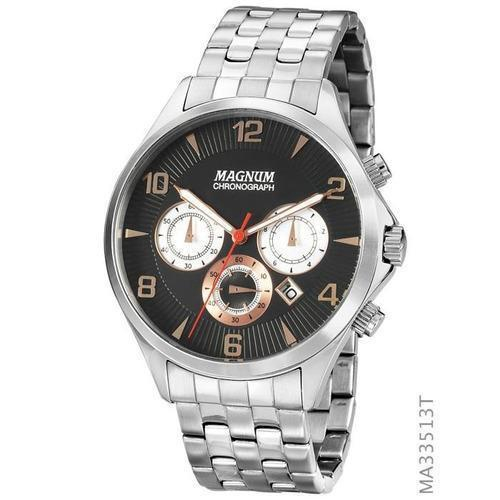 Relógio Magnum Masculino Ref: Ma33059q Casual Prateado Prata