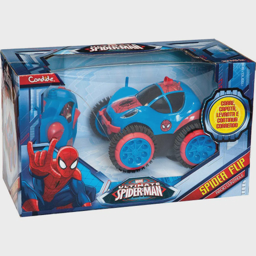 CARRINHO INFANTIL COM CONTROLE REMOTO HOMEM ARANHA 4 ANOS+ REF: 5840 -  Azul+Vermelho