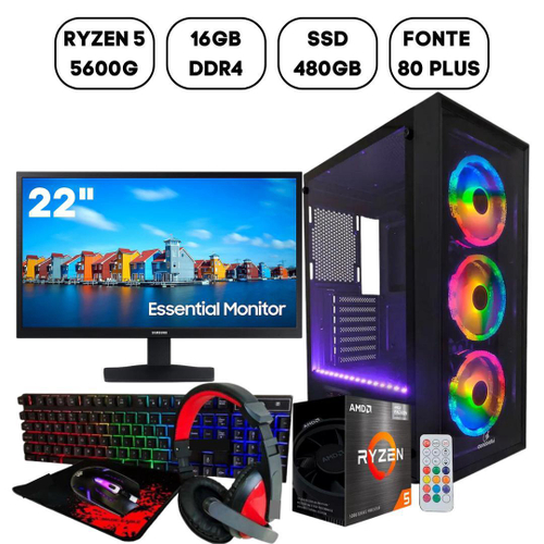 Computador Gamer Barato Completo Ryzen 5 + Kit Game+ Cadeira