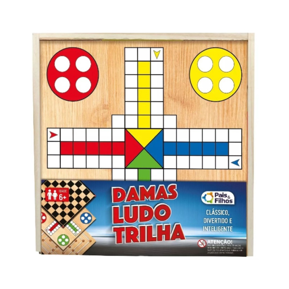 Jogo 3 em 1 Ludo, Dama e Trilha - Saraiva