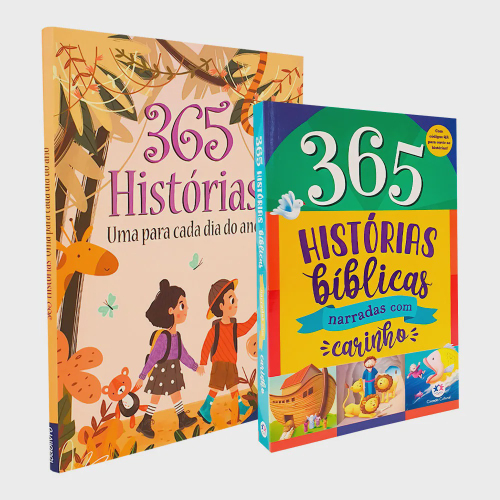 Kit 02 Livros Infantil 365 Histórias Bíblicas Para Ler e Ouvir +