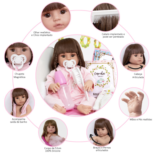 Bebe Reborn Boneca Recém Nascida Menina Com Vários Itens - Bebê