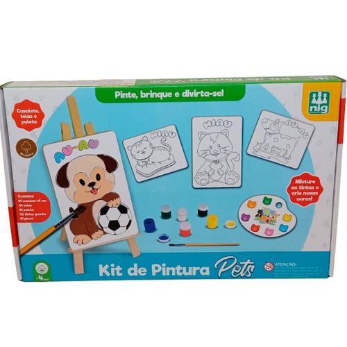 Brinquedo Educativo Pintura Pets Cavalete Tintas Telas Jogo Infantil  Coordenação Motora Criatividade - Nig 0441 em Promoção na Americanas