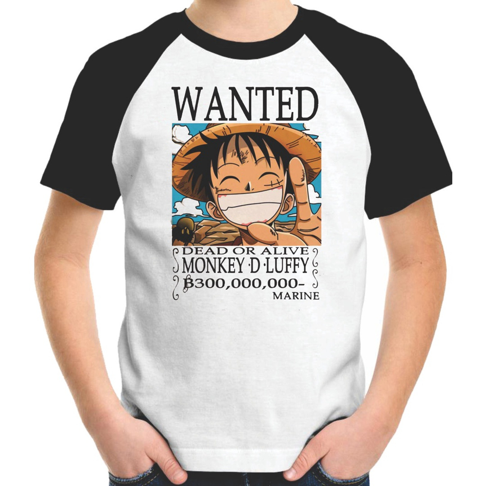 Camiseta Infantil com Estampa Luffy One Piece - Tam 5 a 14 Anos Branco