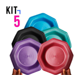 Kit 5 Prato Oitavado Plastico Rigido Para Refeições Lanches