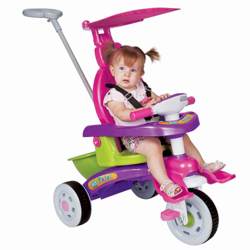 Triciclo Infantil Bebe Motoca Passeio c/ Som Luz Empurrador