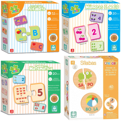 4 Jogos Educativos Matemática Pedagógico Infantil Madeira