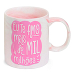 Caneca marmorizada rosa eu te amo mais de mil milhoes rosa