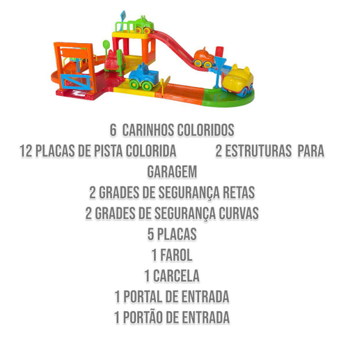 Super Pista Com 6 Carrinhos Brinquedo Corrida Infantil 28pçs