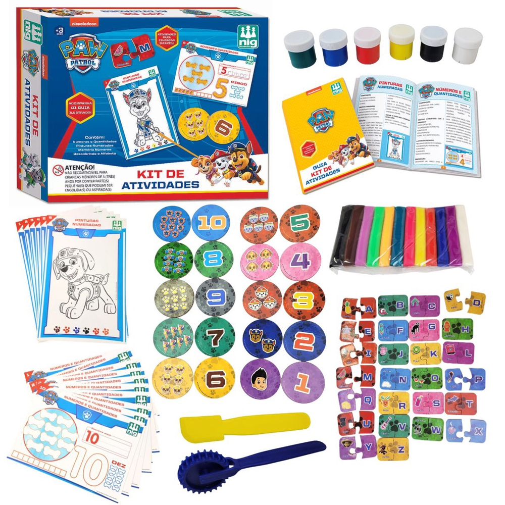 Kit de Atividades Educação Infantil Alfabetização Pintura Jogo da Memória  Patrulha Canina Brinquedo Educativo- Nig 0688 na Americanas Empresas