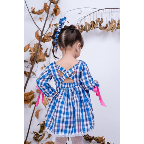 Vestido Festa Junina Caipira Xadrez Infantil Azul São João