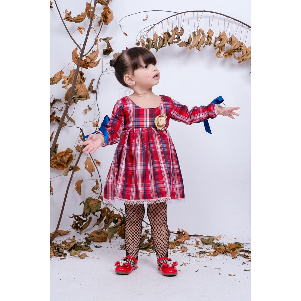 Vestido Infantil Vermelho Xadrez Festa Junina Mini Diva