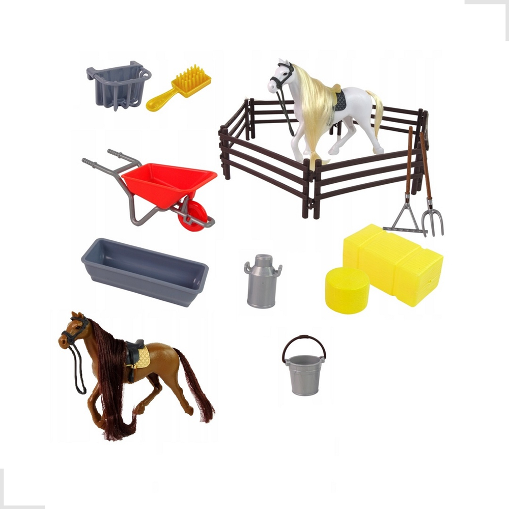 Brinquedo Kit Cavalos Acessórios Cerca Fazenda Animal Haras em Promoção na  Americanas