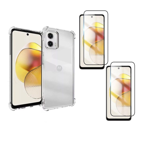 Kit de funda para Moto G73 5g AntiImpact y película 3D en color  transparente