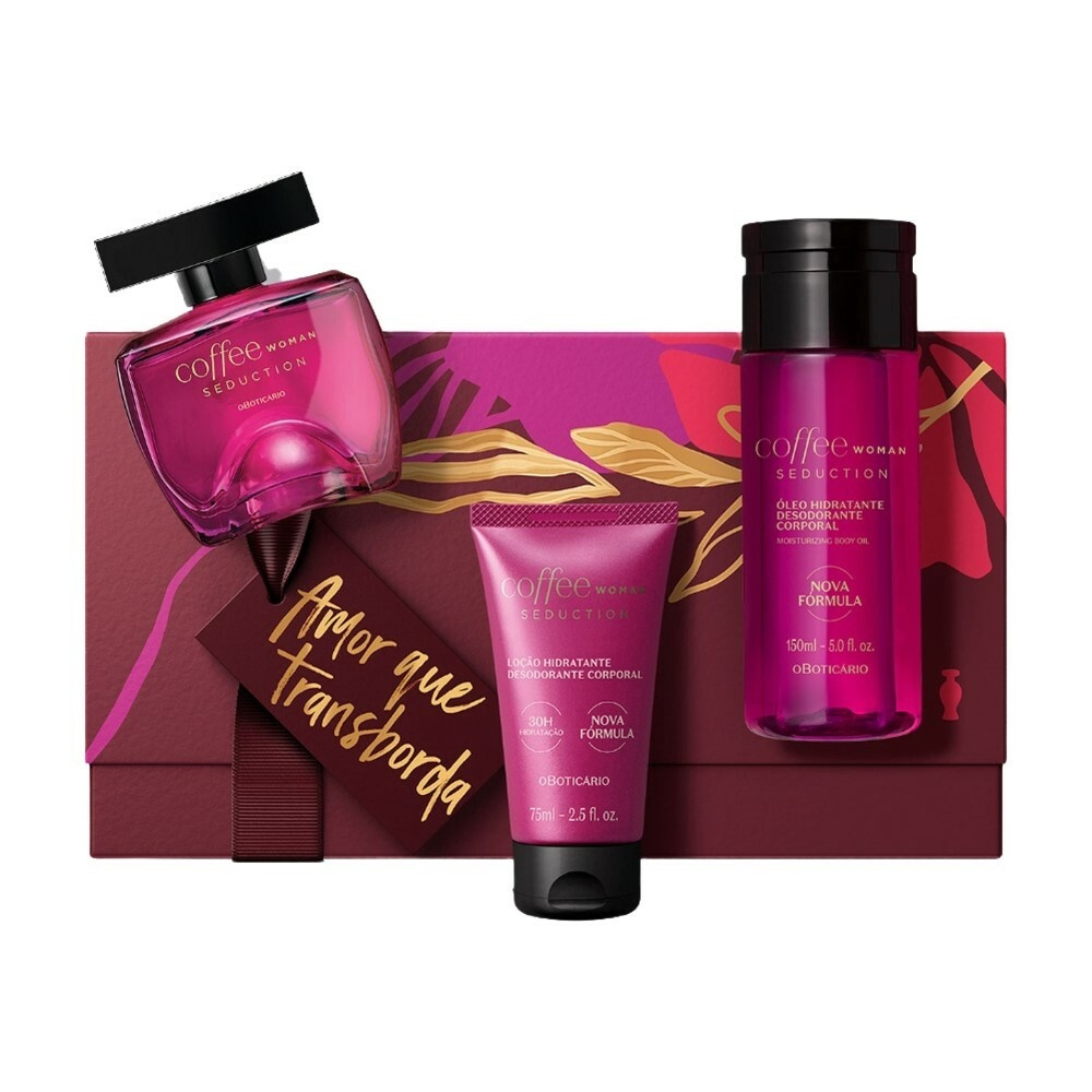 Kit: Nécessaire Coração + Perfume Coffee Woman Lucky 100ml + Hidratante  Corporal Coffee Woman Lucky 200ml